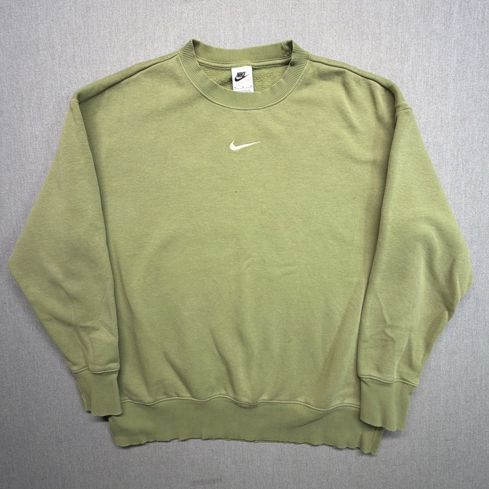 Nike Crewneck Sweatshirt Men's Medium Green Embroidered Logo Center Swoosh
